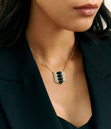 Shield Necklace, Black Enamel