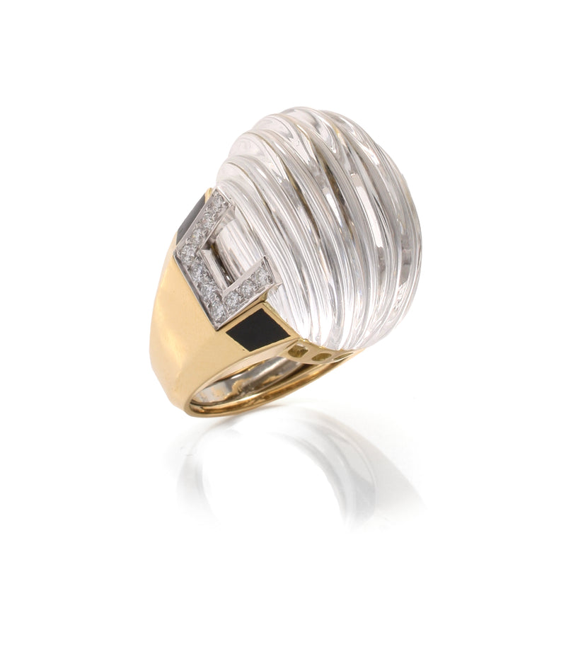 Fluted Dome Crystal Ring David Webb New York