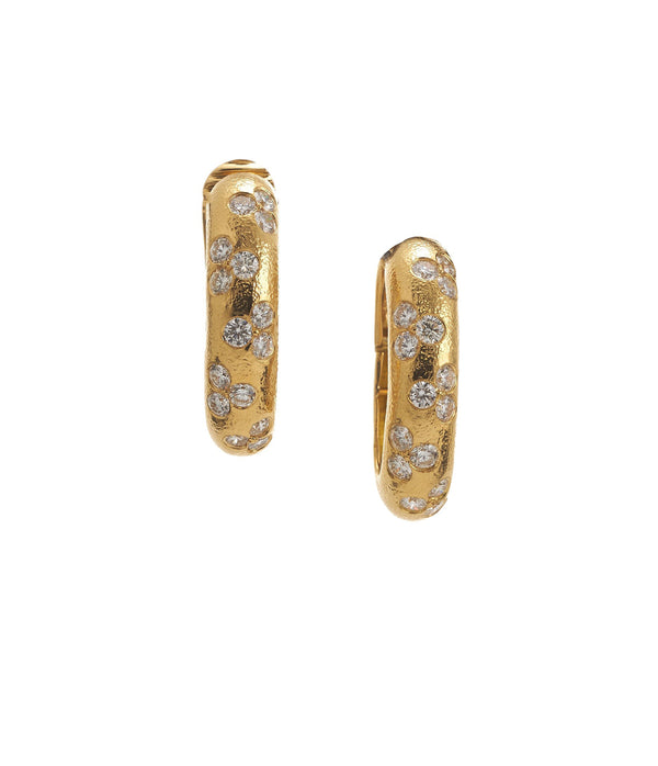 Hoop Earrings, Hammered Gold