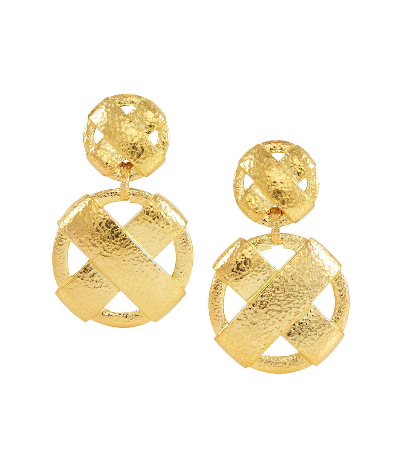 XO Earrings, Hammered 18K Gold