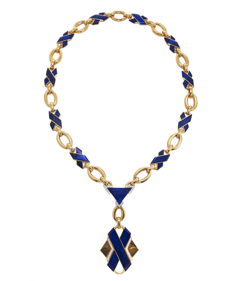 'X' Necklace, Lapis Lazuli