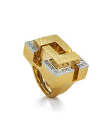 Cubist Ring, Hammered 18K Gold