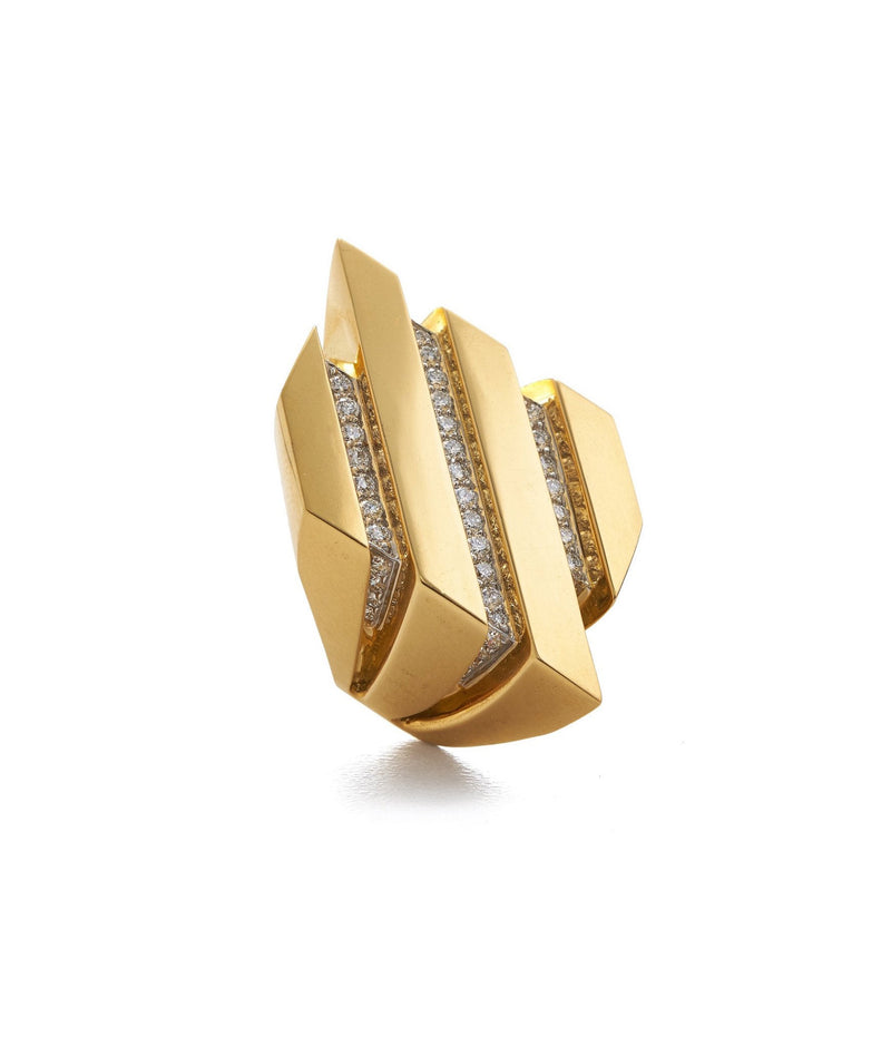 Spaces Ring, Polished Gold
