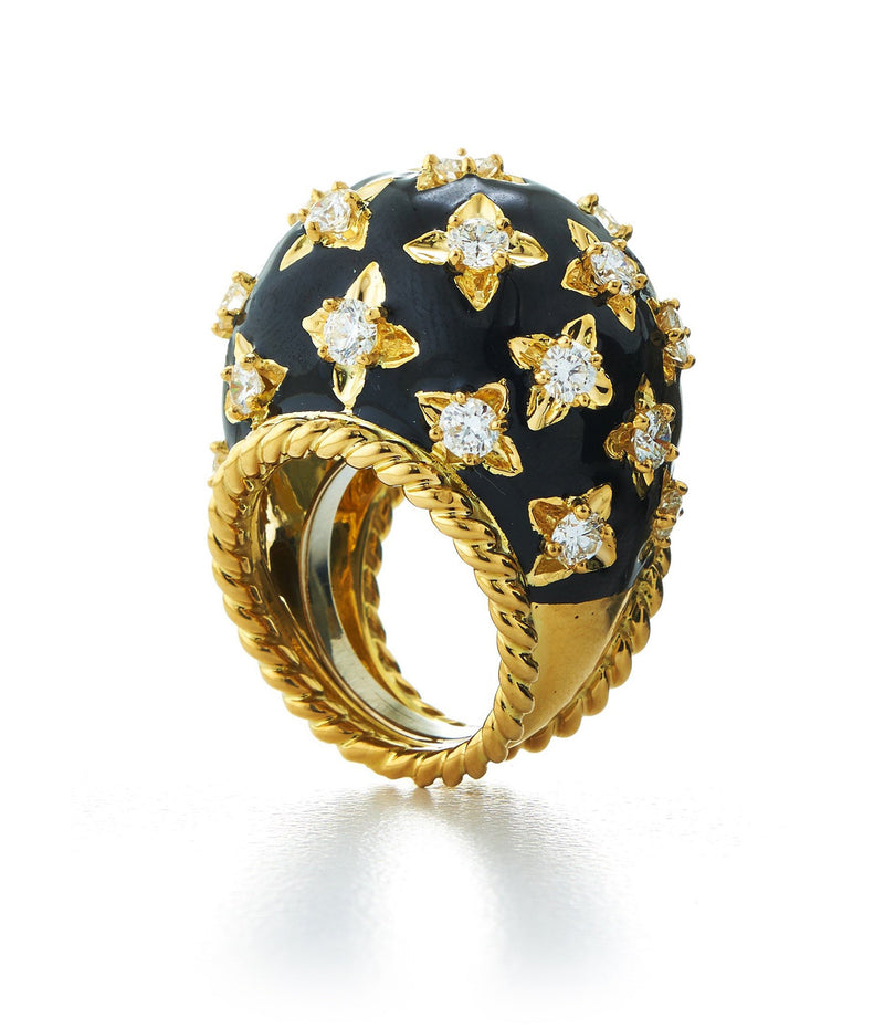 Star Ring, Black Enamel