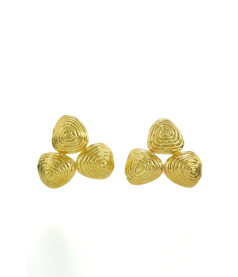 Three Leaf Zen Earrings, Gold