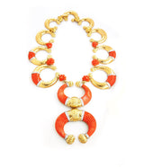 Celtic Crescent Necklace, Coral