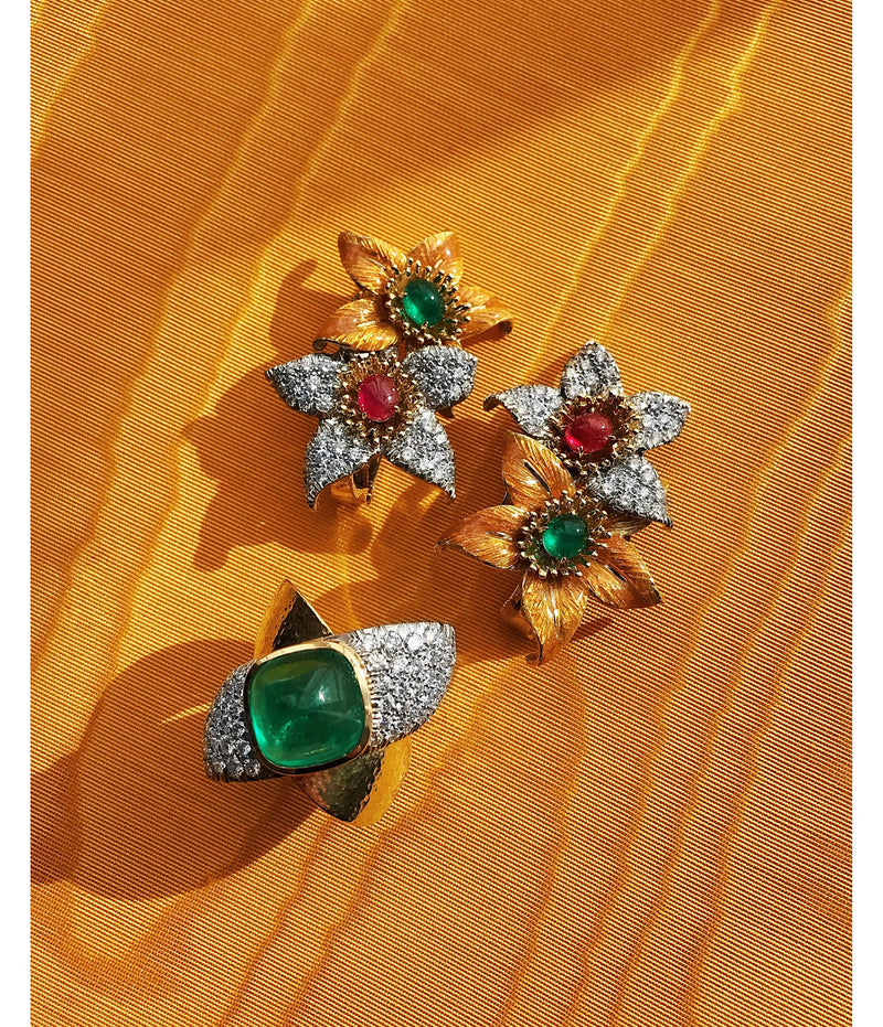 Bloom Earrings, Orange Enamel