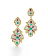 Forest Earrings, Ruby and Emerald