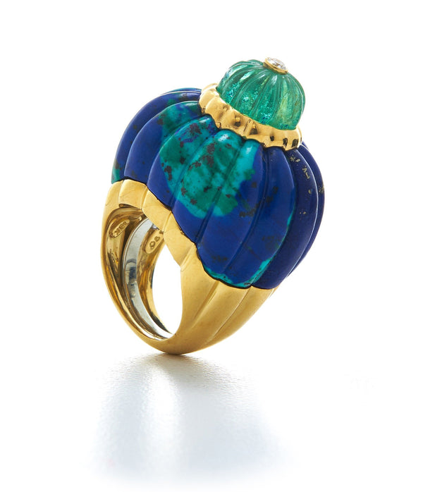 Dollop Ring, Azurmalachite, Emerald