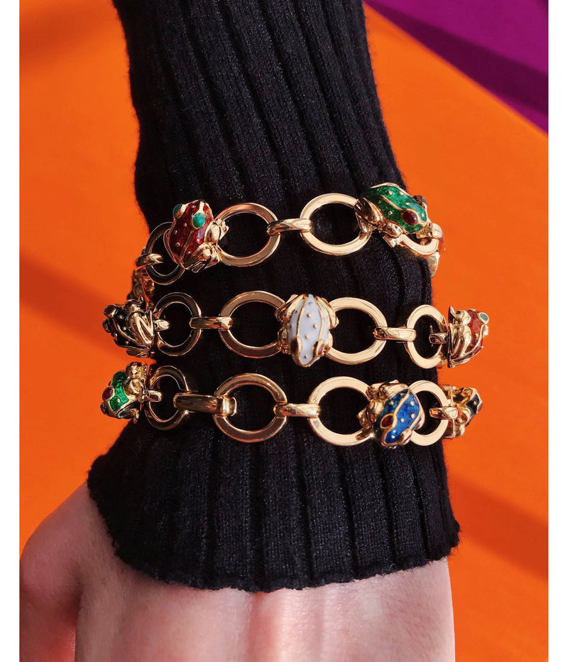 14kt gold and diamond baby chain link bracelet | Luna Skye