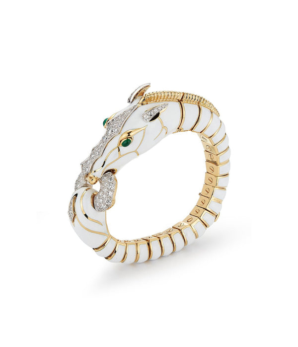 Horse Bracelet, White Enamel