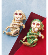 Gypsy Monkey Brooch, White Enamel