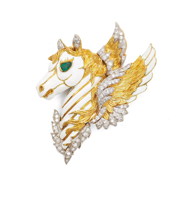 Pegasus Clip, White Enamel