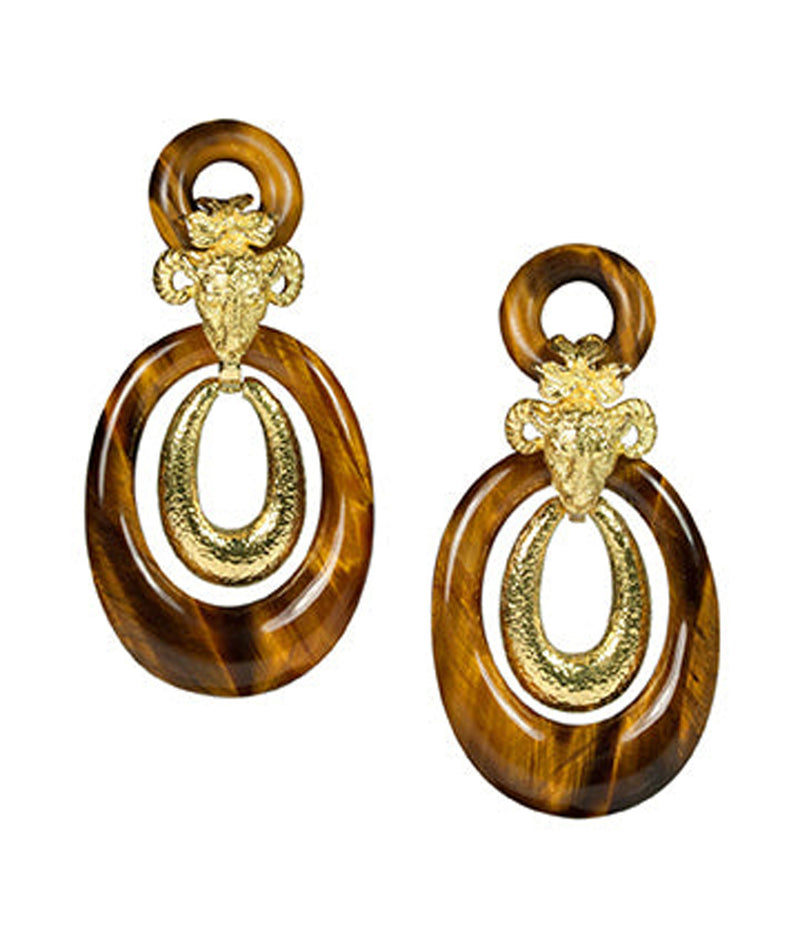 Ram's Head Double Hoop Earrings