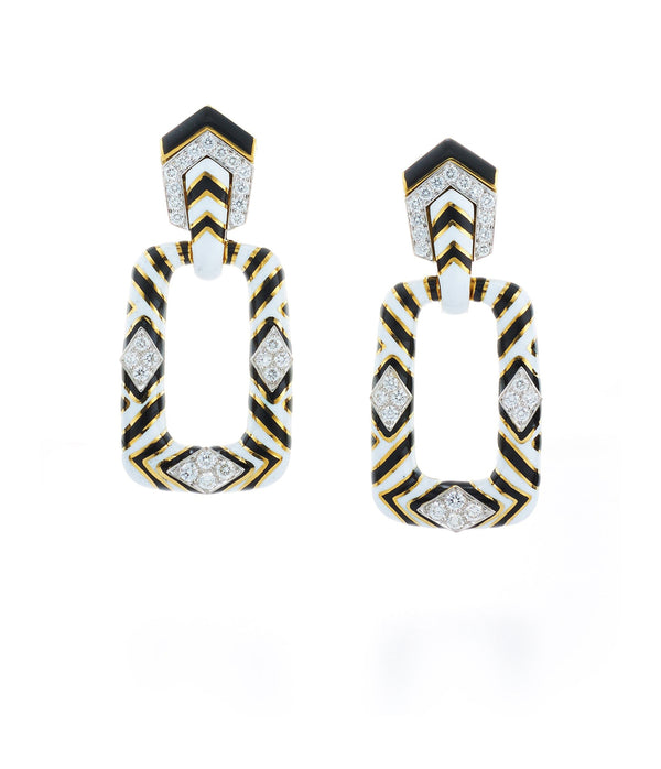 Zebra Stripe Rectangular Mini-Hoop Earrings