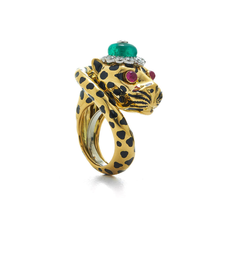 Crowned Leopard Ring, Wrapped Tail