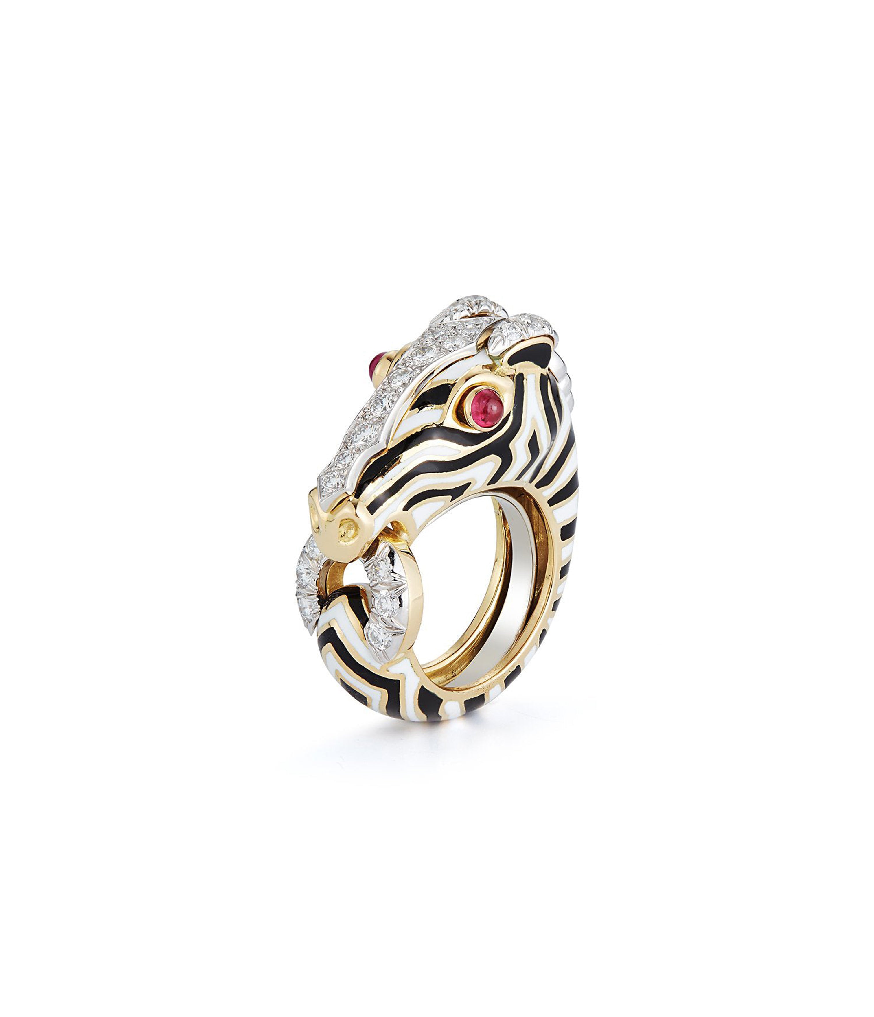 Diamond and Ruby Zebra Ring | David Webb New York