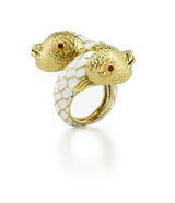 Pisces Ring, White Enamel