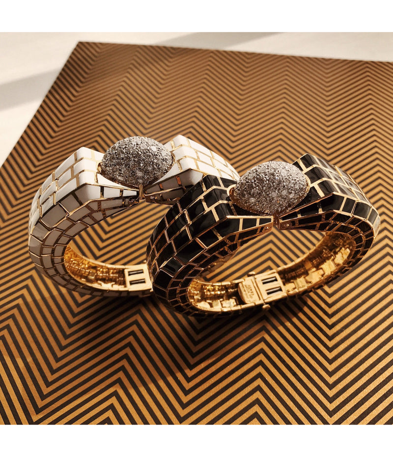 Checkerboard Bracelet, White Enamel