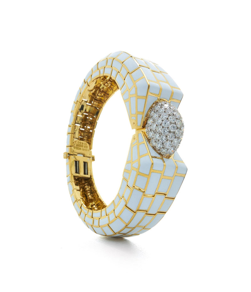 Checkerboard Bracelet, White Enamel