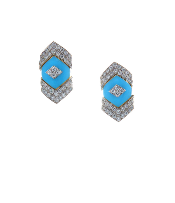 Manhattan Stud Earrings, Light Blue Enamel