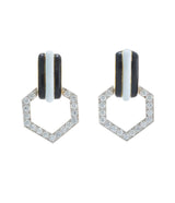 Stella Stripe Earrings, Black and White Enamel