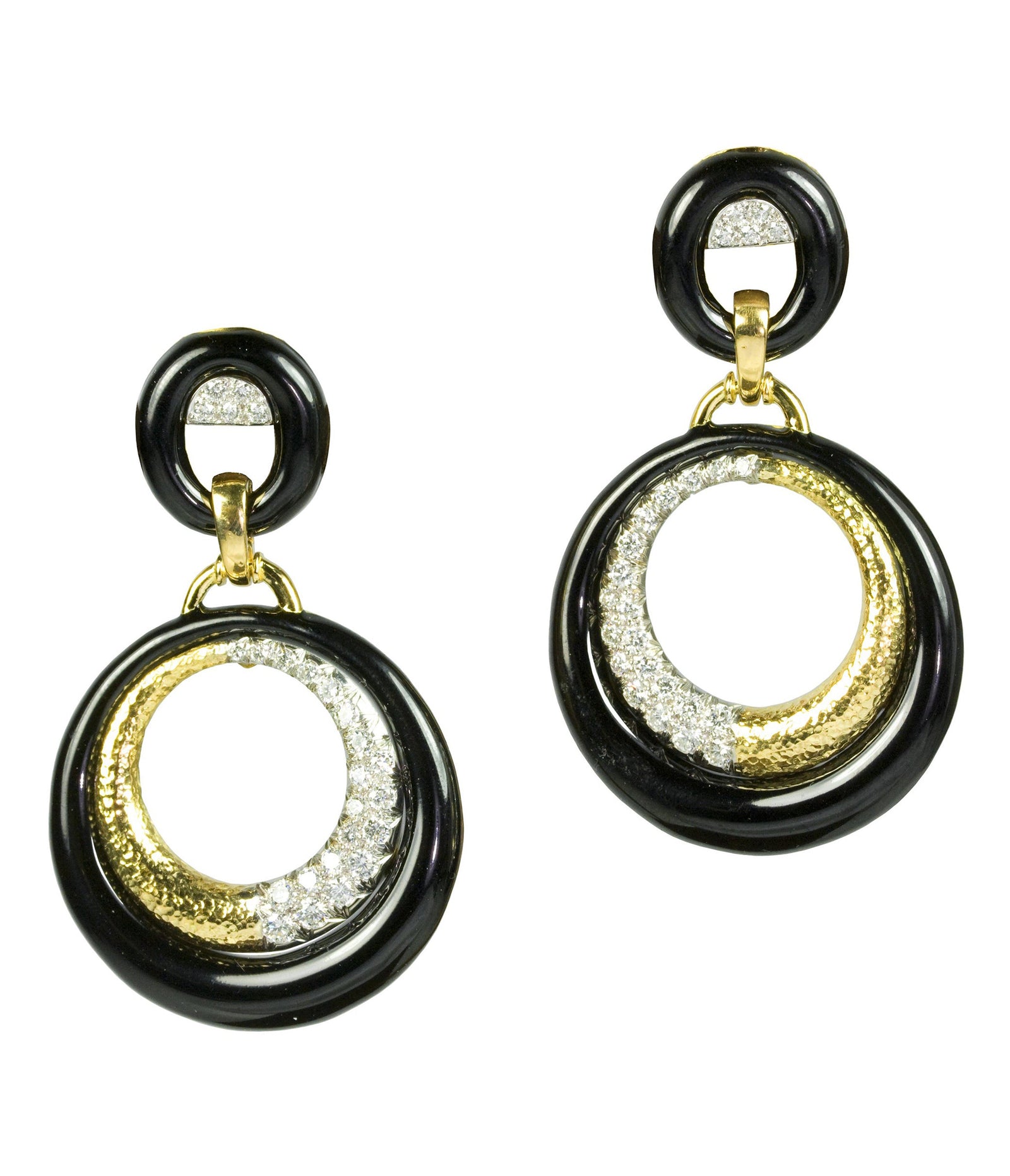 Black Enamel Luna Doorknocker Earrings | David Webb New York