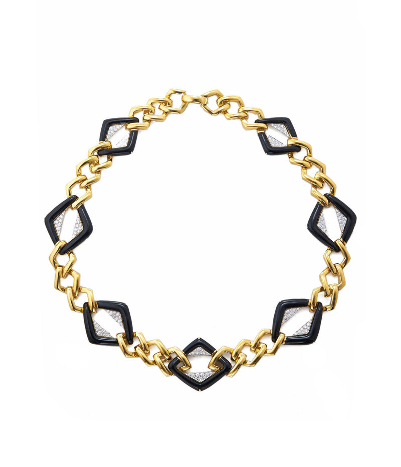 Manhattan Minimalism Necklace, Black Enamel