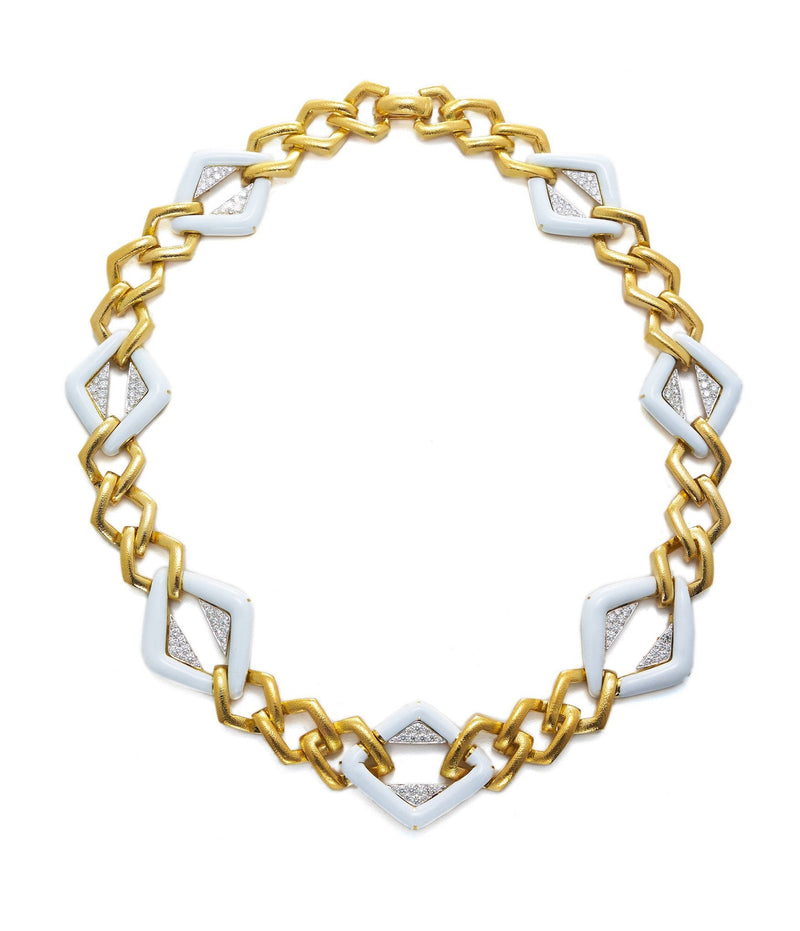 Manhattan Minimalism Necklace, White Enamel