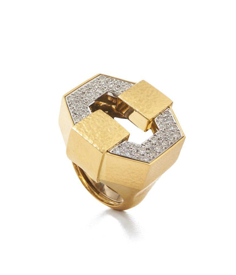 Buckle Ring, Hammered Gold