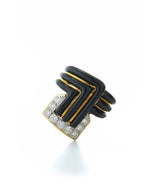Stella Stripe Ring, Black Enamel