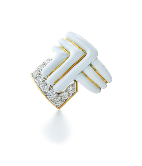 Stella Stripe Ring, White Enamel