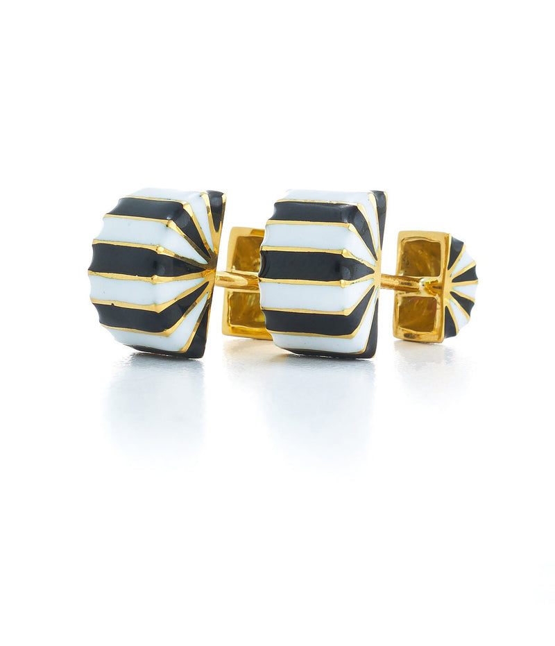 Pinwheel Cuff Links, Black and White Enamel