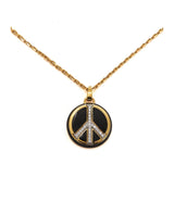 Peace Pendant Necklace, Black Enamel