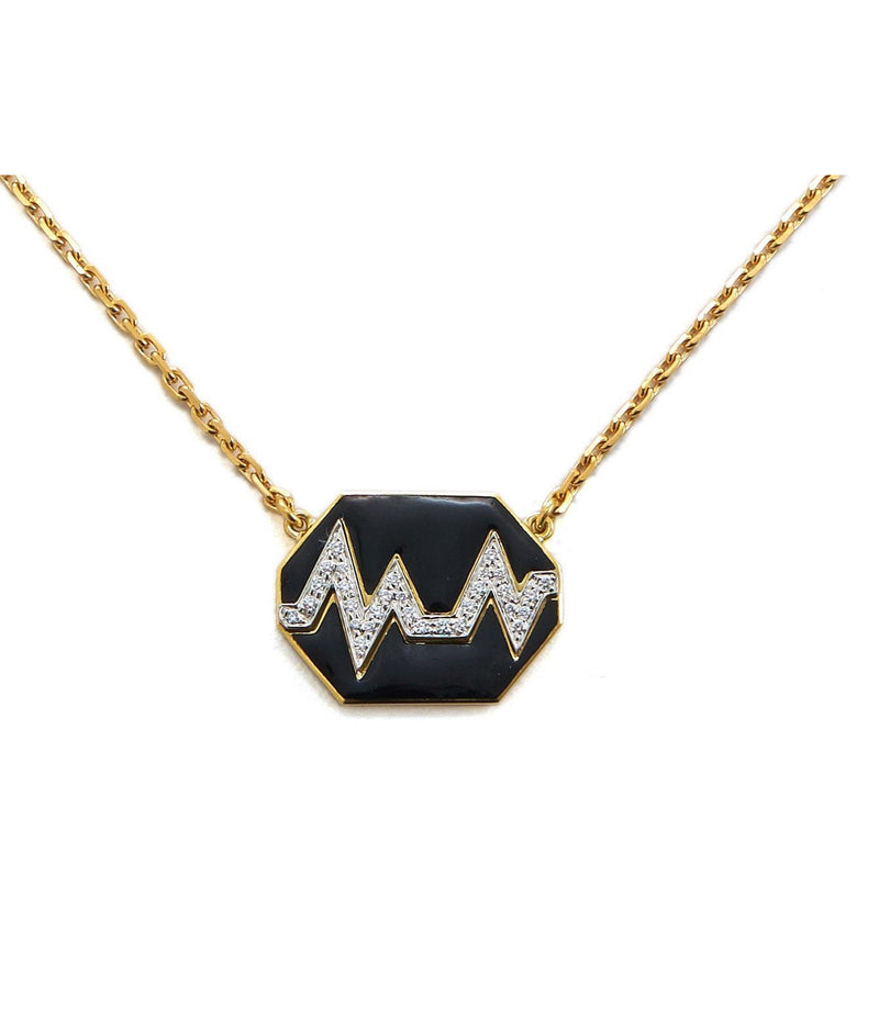 Skip Necklace, Black Enamel