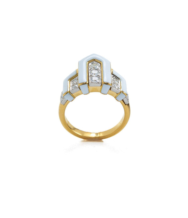 Scape Ring, White Enamel