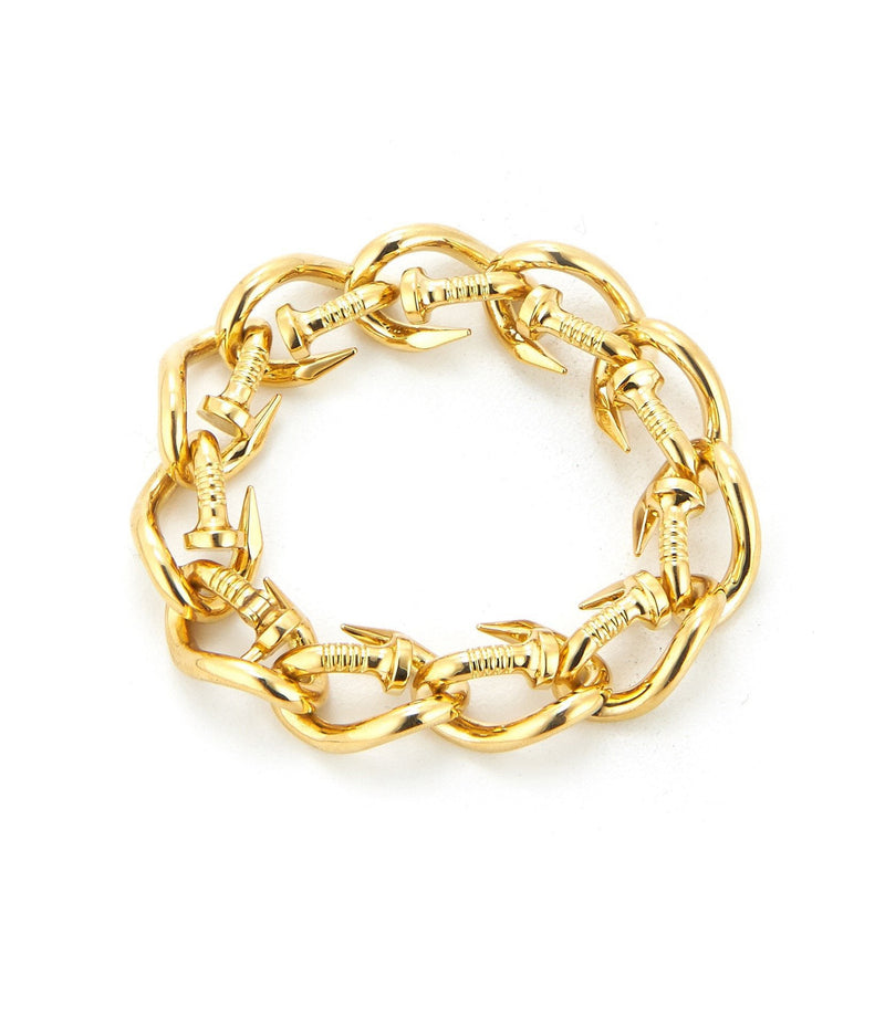 Bent Nail Link Bracelet, Polished 18K Gold