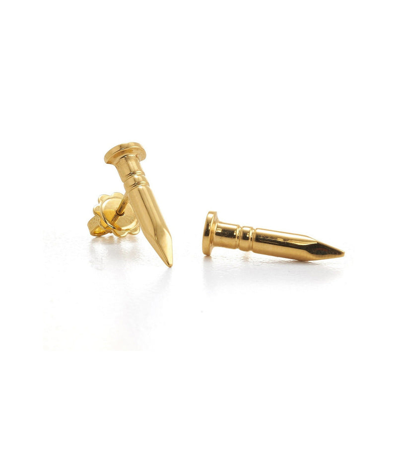 Nail Stud Earrings, Polished 18K Gold