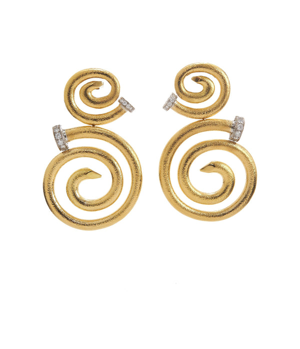 Spiral Nail Earrings, Diamond