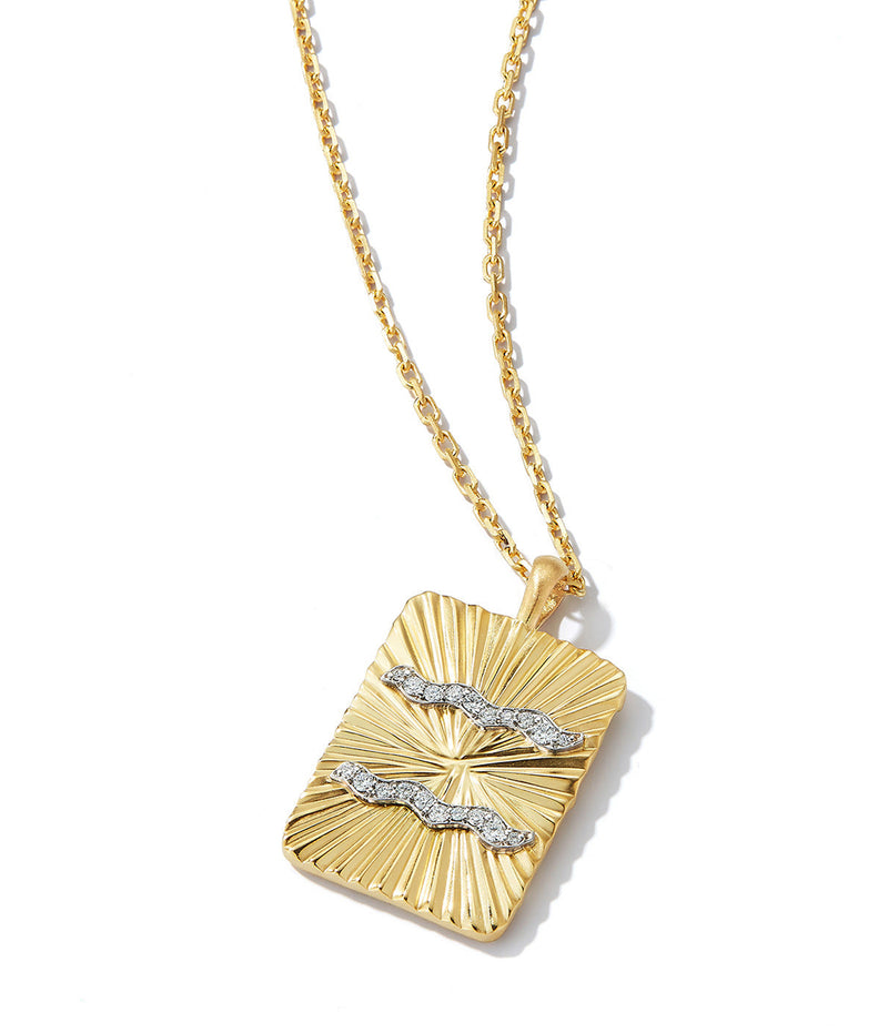 Aquarius Zodiac Diamond Pendant Necklace | David Webb New York