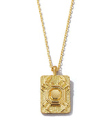 Cancer zodiac pendant with gold crab design front side on 18k gold chain shown close up