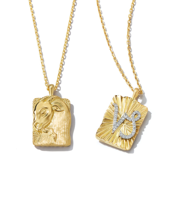 Capricorn Zodiac Pendant Necklace, Diamonds