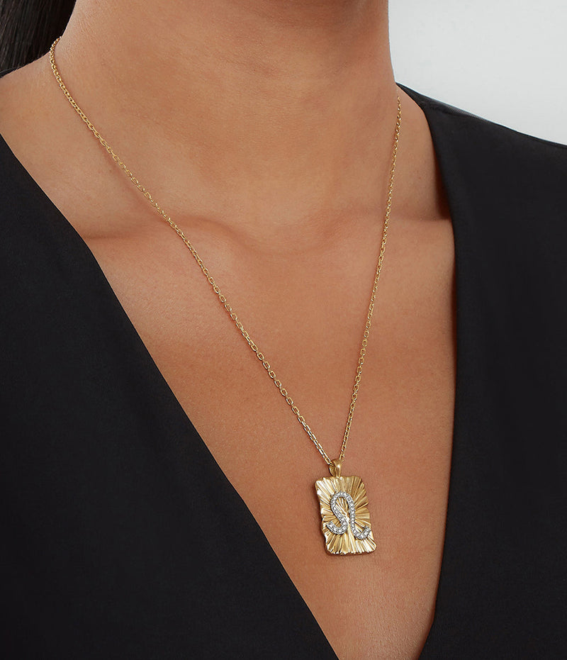 Leo Zodiac Pendant Necklace, Diamonds