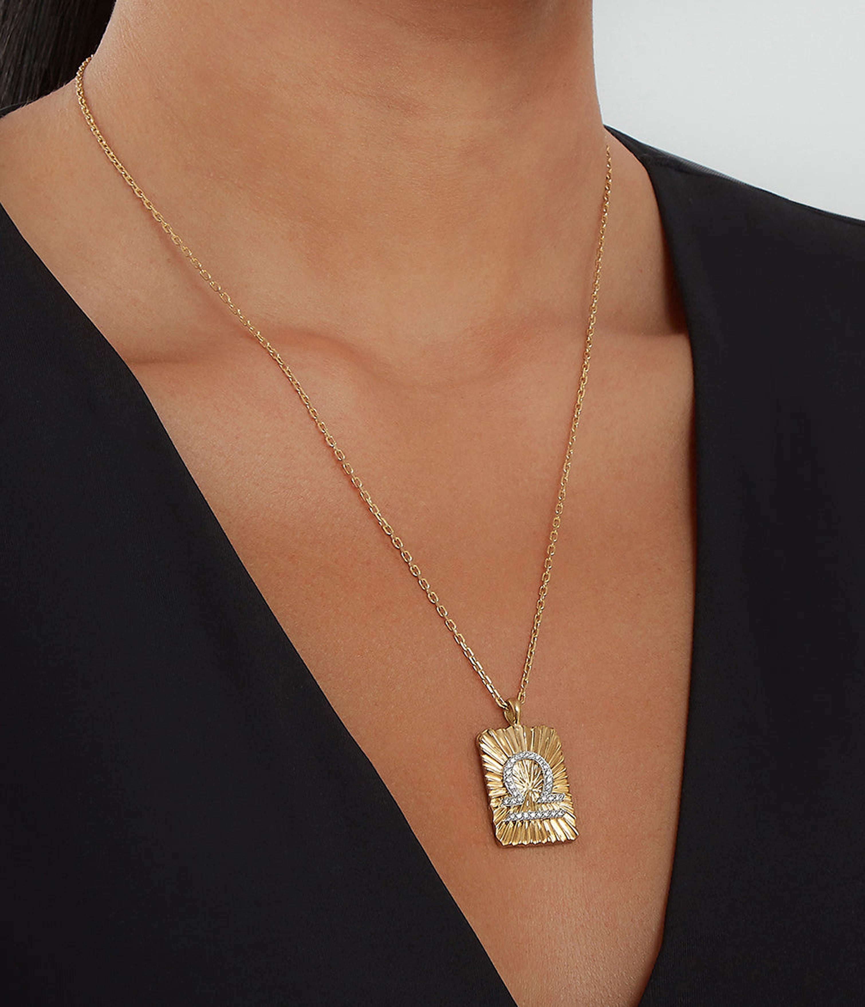 Libra Zodiac Diamond Pendant Necklace | David Webb New York