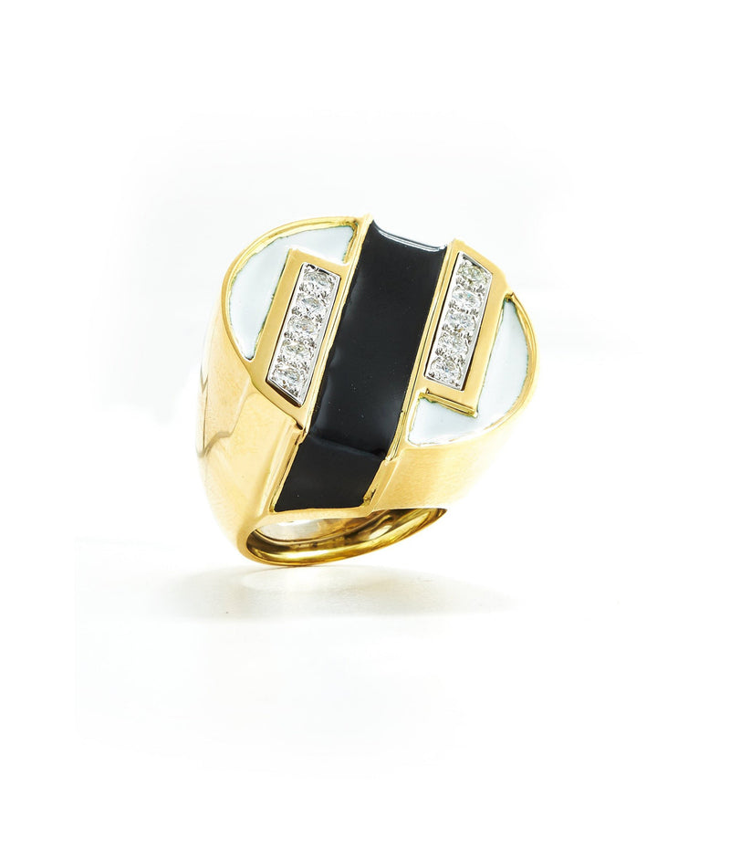 Black and White Enamel Ring