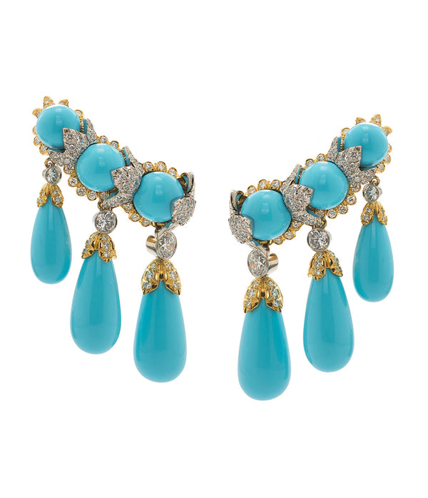 Garland Ear Cuffs, Turquoise