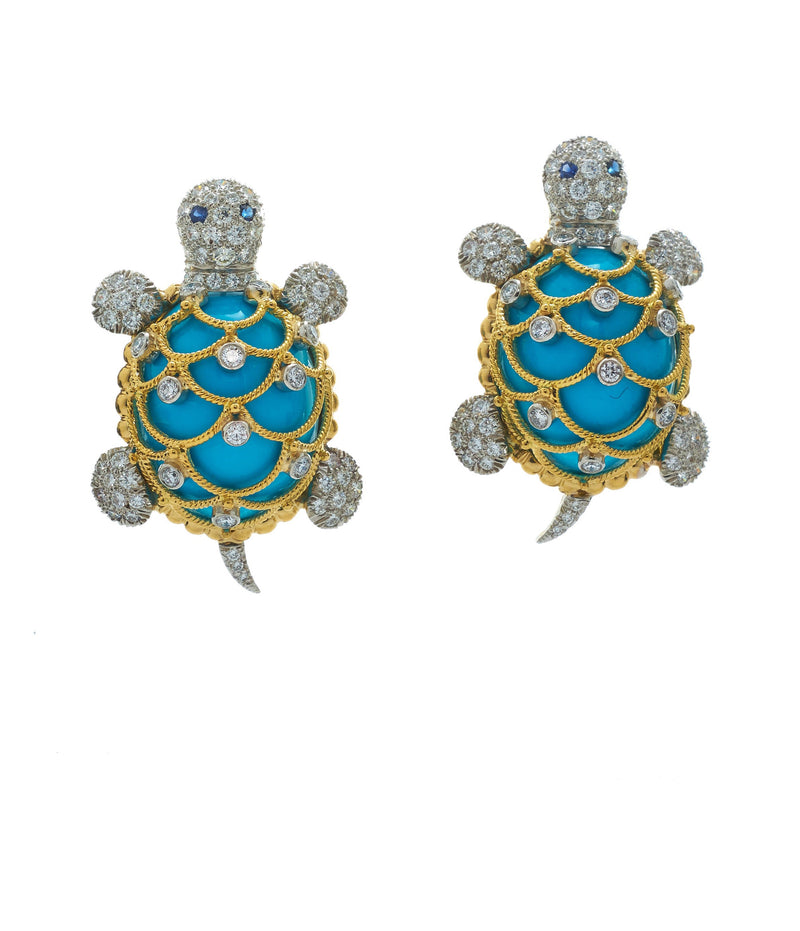 Diamond Turtle Earrings