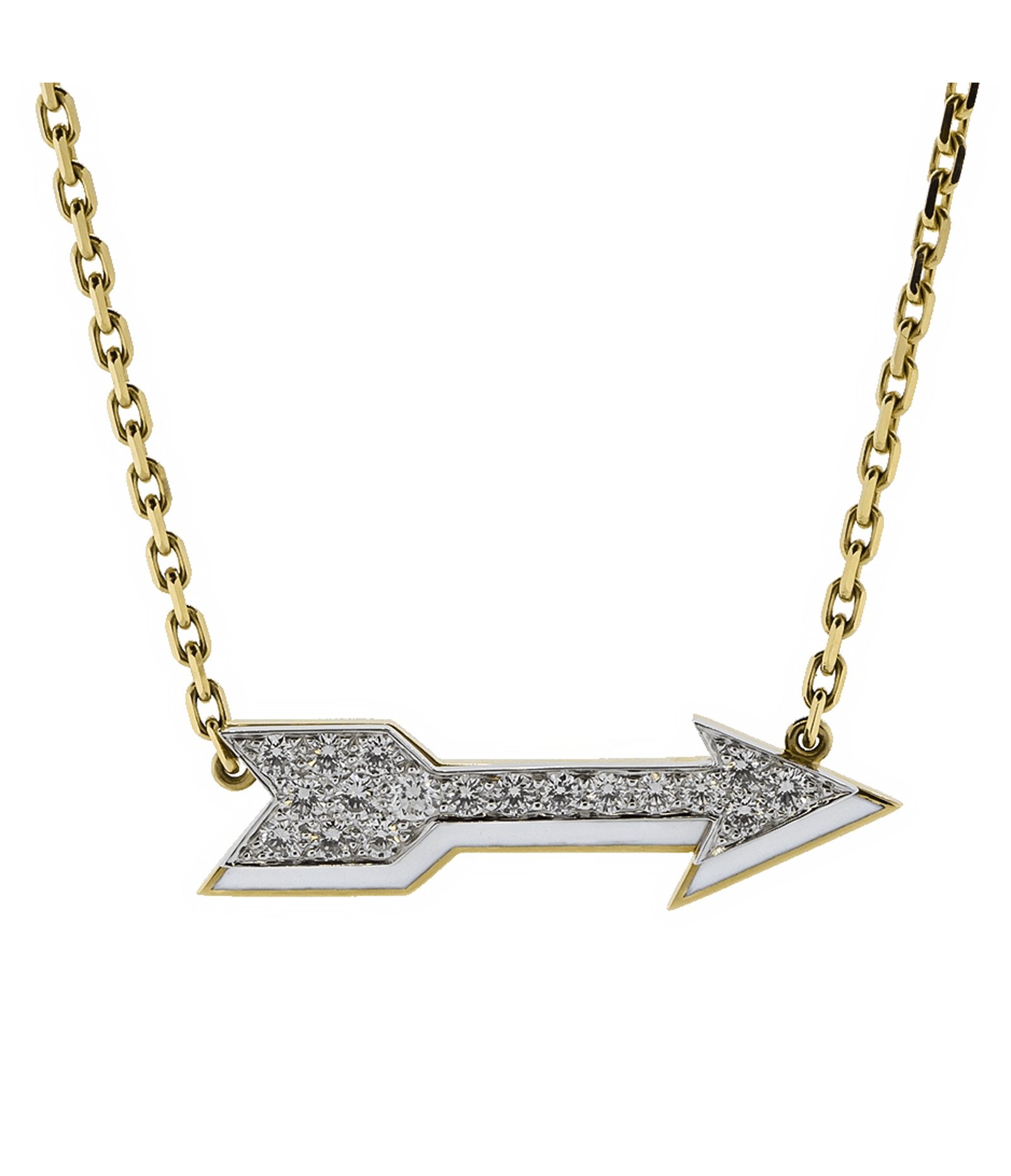White Enamel Arrow Necklace | David Webb New York