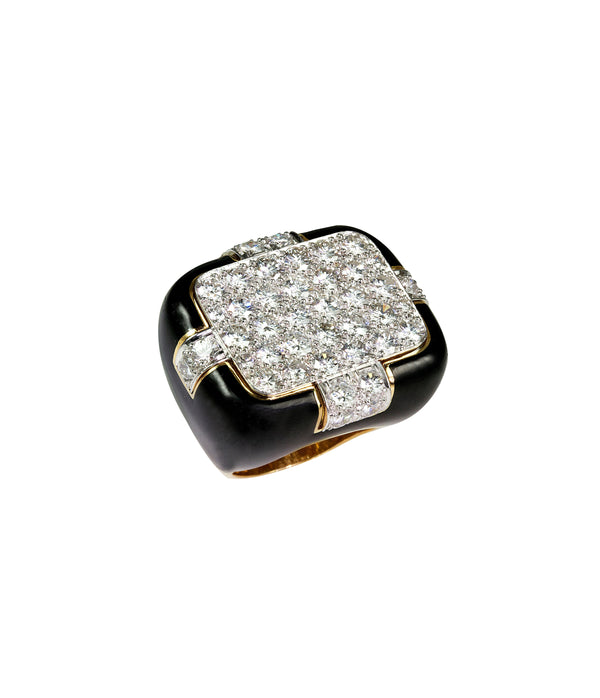 Checkmate Ring, Black Enamel